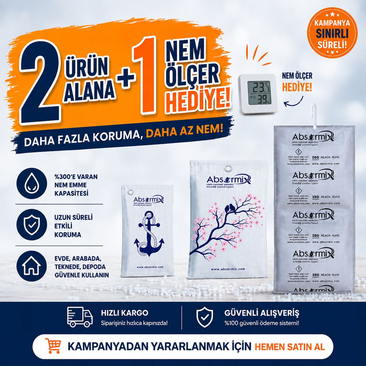 2 Adet Ürün Alana ISI NEM ÖLÇER Hediye